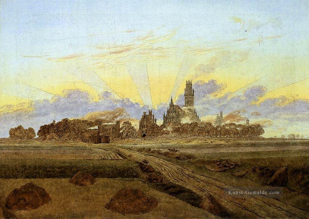 Neubrandenburg In Flames Romantische Landschaft Caspar David Friedrich Ölgemälde